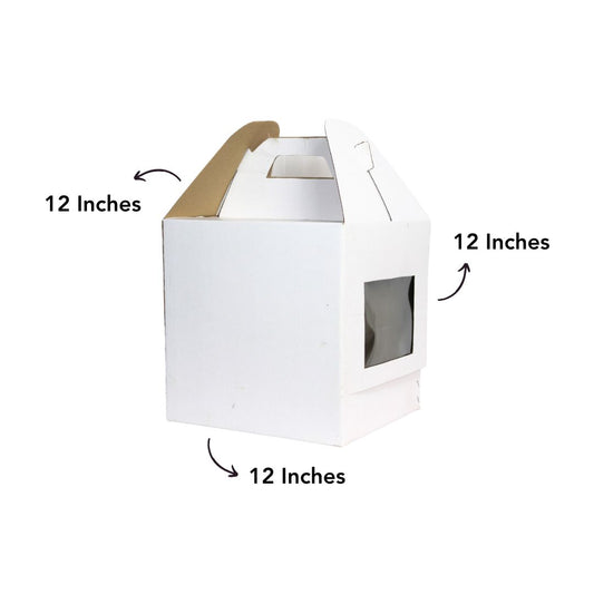 Tall Cake Box- 12x12x12 with Window & Handle – Premium Quality & Easy to Carry