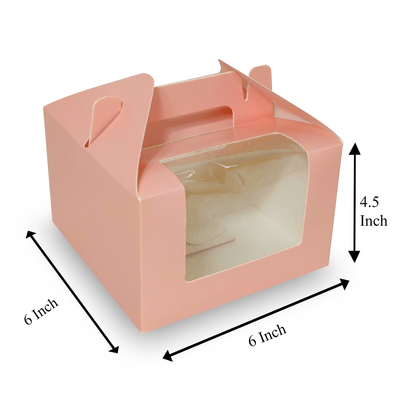 Peach Cup Cake Box- 6x6x4.5 inches