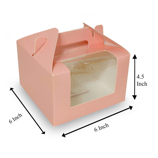 Peach Cup Cake Box- 6x6x4.5 inches